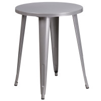 Flash Furniture CH-51080-29-SIL-GG 24'' Round Metal Indoor-Outdoor Table in Silver